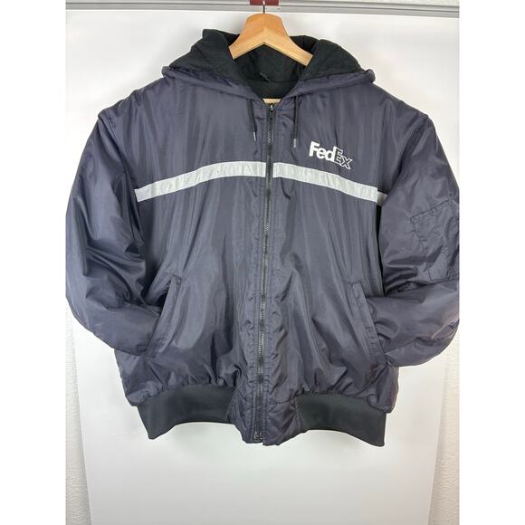 FedEx Stan Herman Reflective Hooded Insulated Jacket Men XL Vintage Workwear - Picture 1 of 7